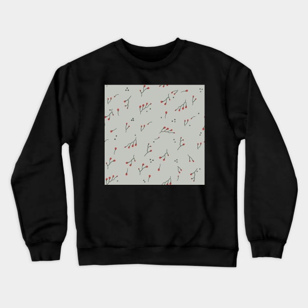 Winter Berries and Dots pattern Crewneck Sweatshirt by JuneNostalgia